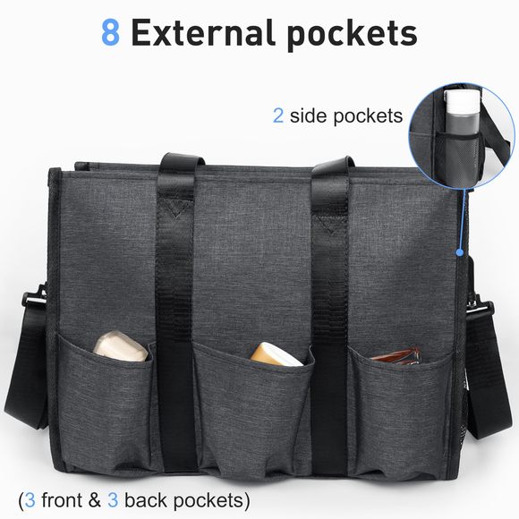 Tote Bag With Compartments, Large Multi Pockets Tote Bag & Men >:) - Picture 5 of 8